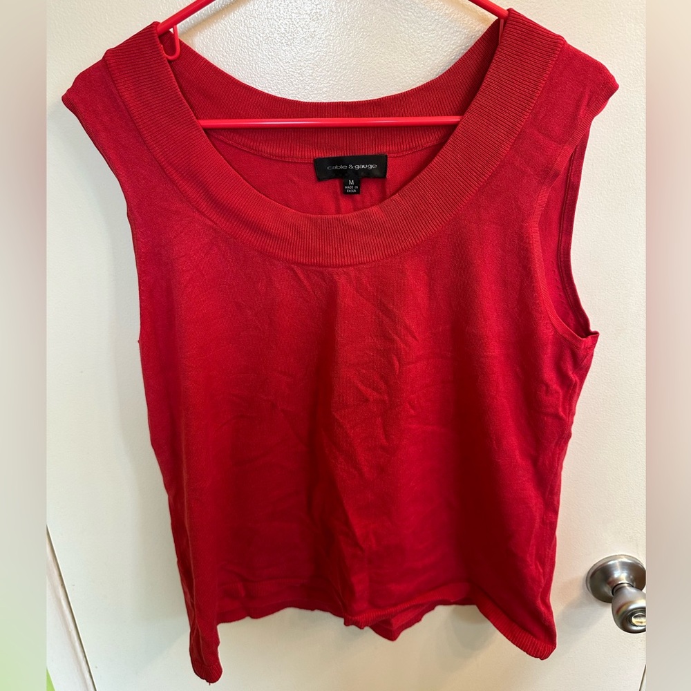 Red Silk Blend Knit Tank Blouse